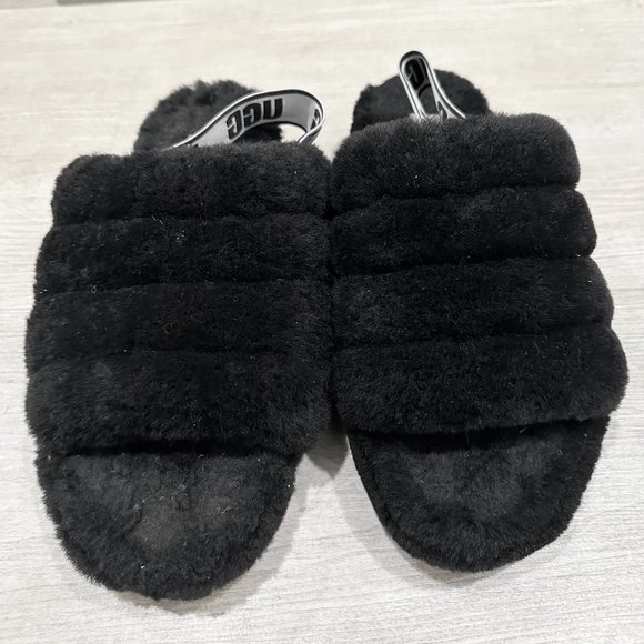 UGG Fluff Yeah Ruby Black Slippers- Size 9 - Picture 1 of 9